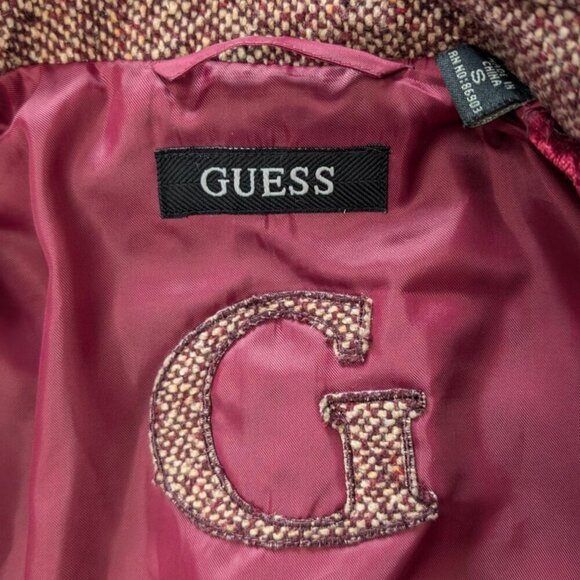 Guess Red Tweed Military-Style Jacket - Picture 12 of 12
